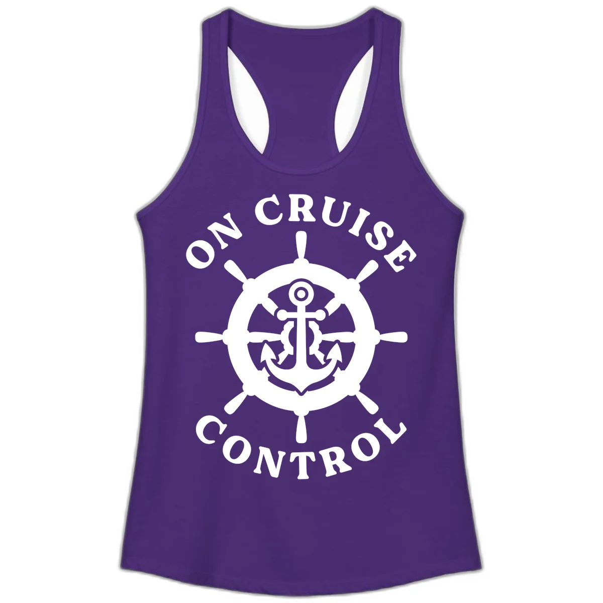 On Cruise Control Anchor Wheel Ladies Tank in Solid Purple Rush