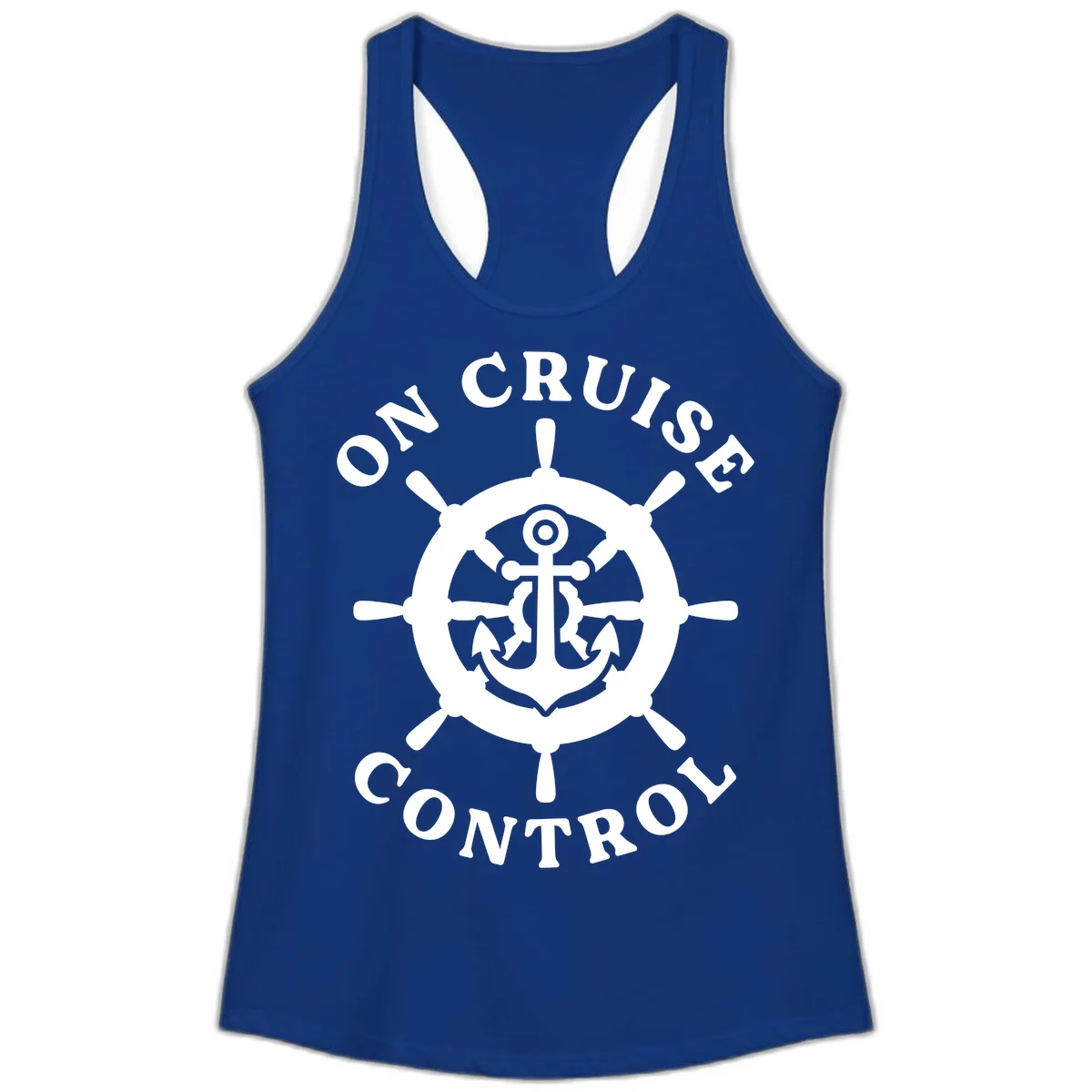 On Cruise Control Anchor Wheel Ladies Tank in Solid Royal