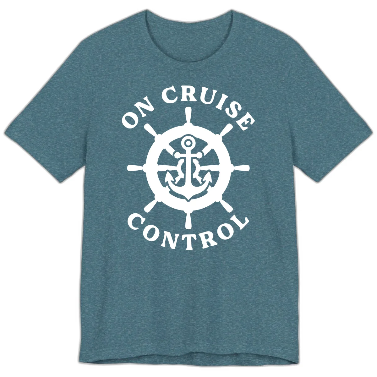 On Cruise Control Anchor Wheel Premium T-Shirt in Heather Deep Teal