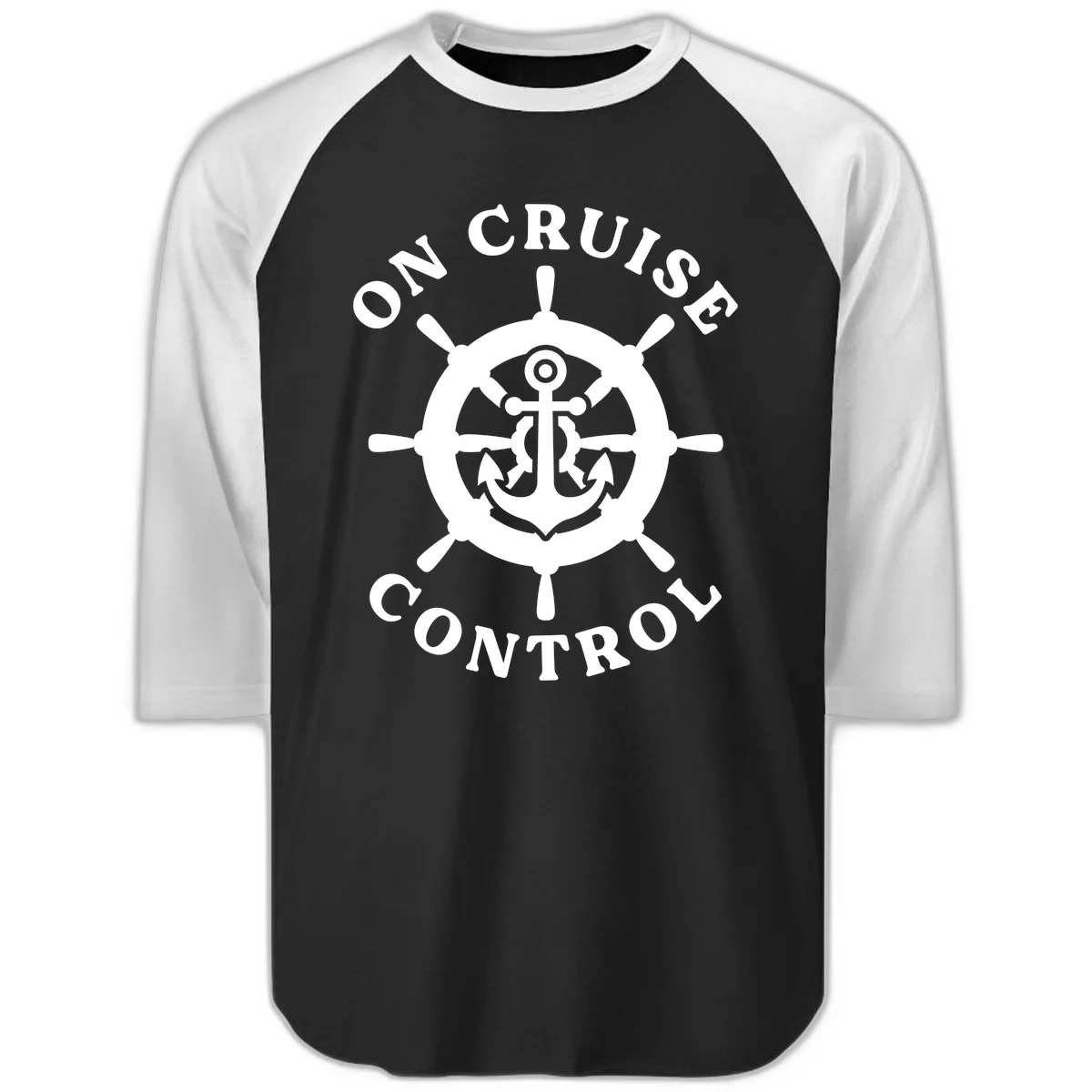 On Cruise Control Anchor Wheel Raglan 3/4 in Black White