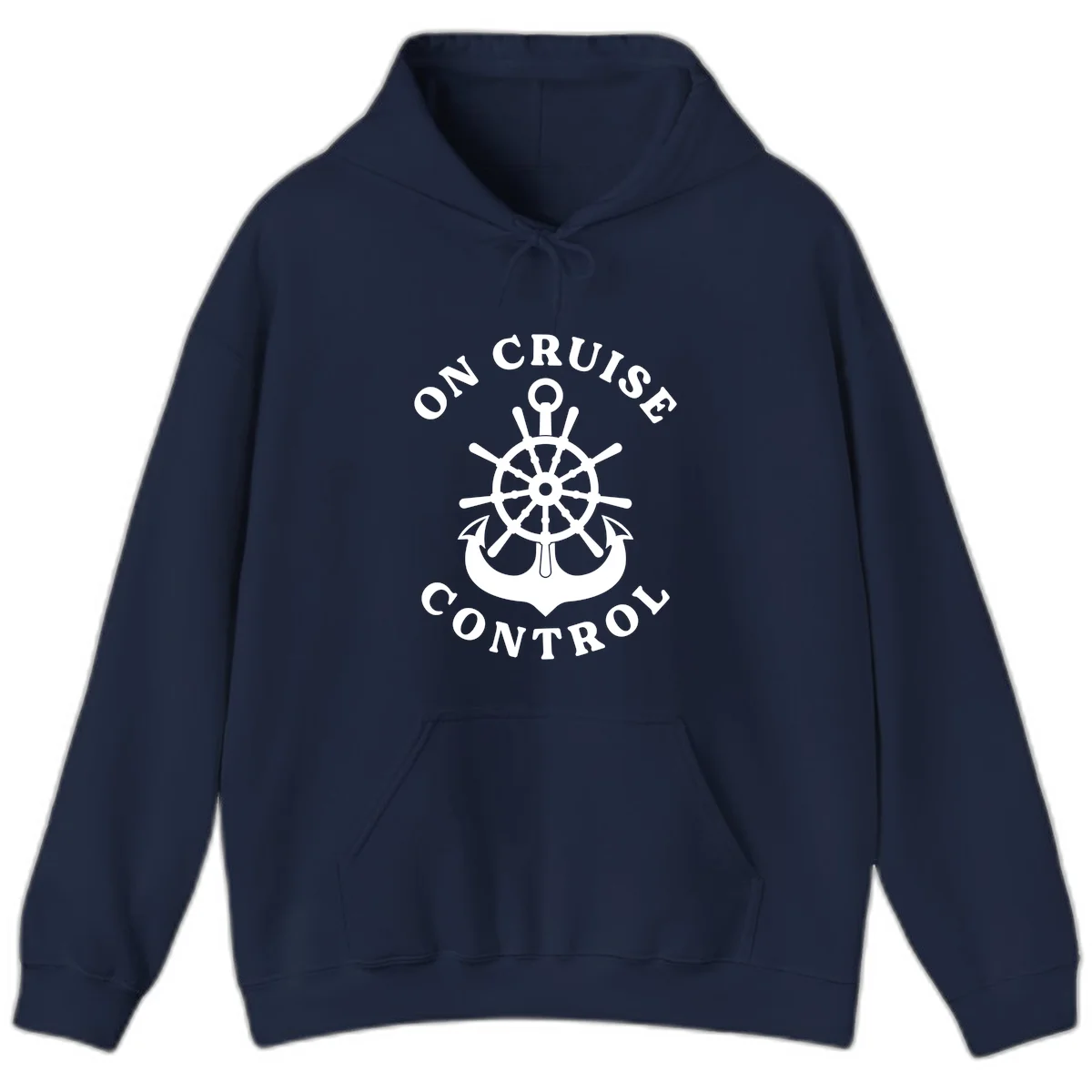 On Cruise Control Nautical Wheel Pullover Hoodie in Navy