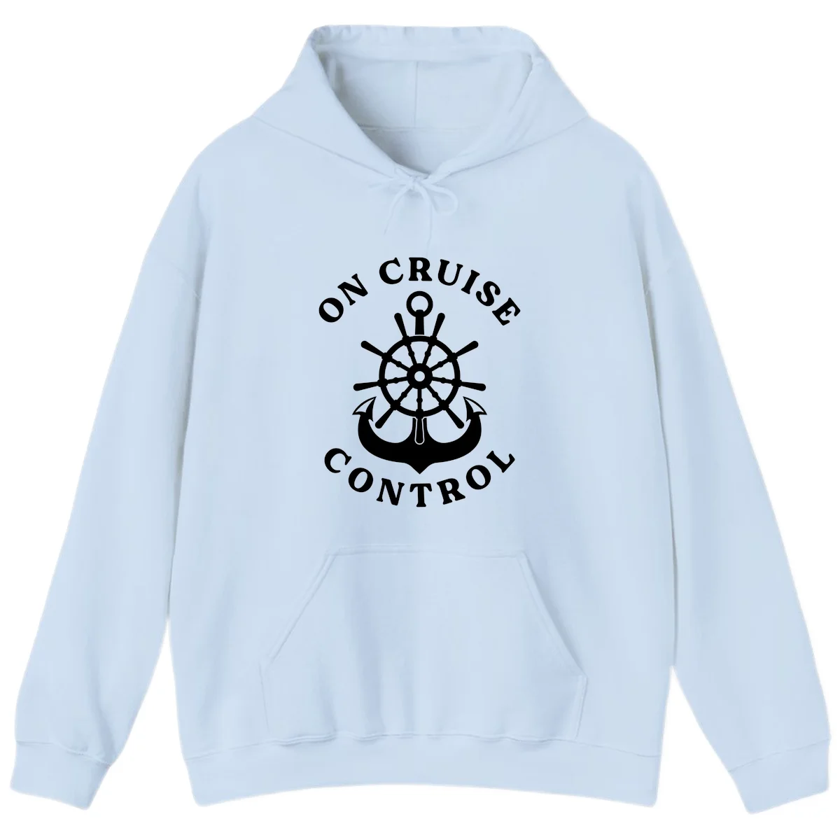 On Cruise Control Nautical Wheel Pullover Hoodie in Light Blue