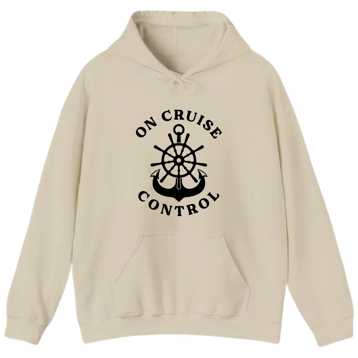 On Cruise Control Nautical Wheel Pullover Hoodie in Sand