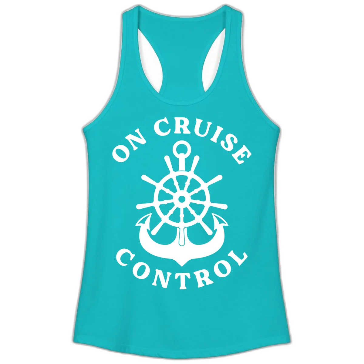 On Cruise Control Nautical Wheel Ladies Tank in Tahiti Blue
