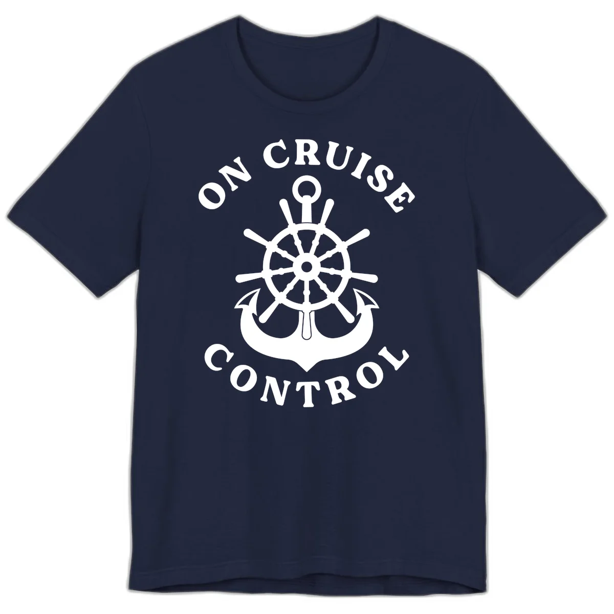 On Cruise Control Nautical Wheel Premium T-Shirt in Navy