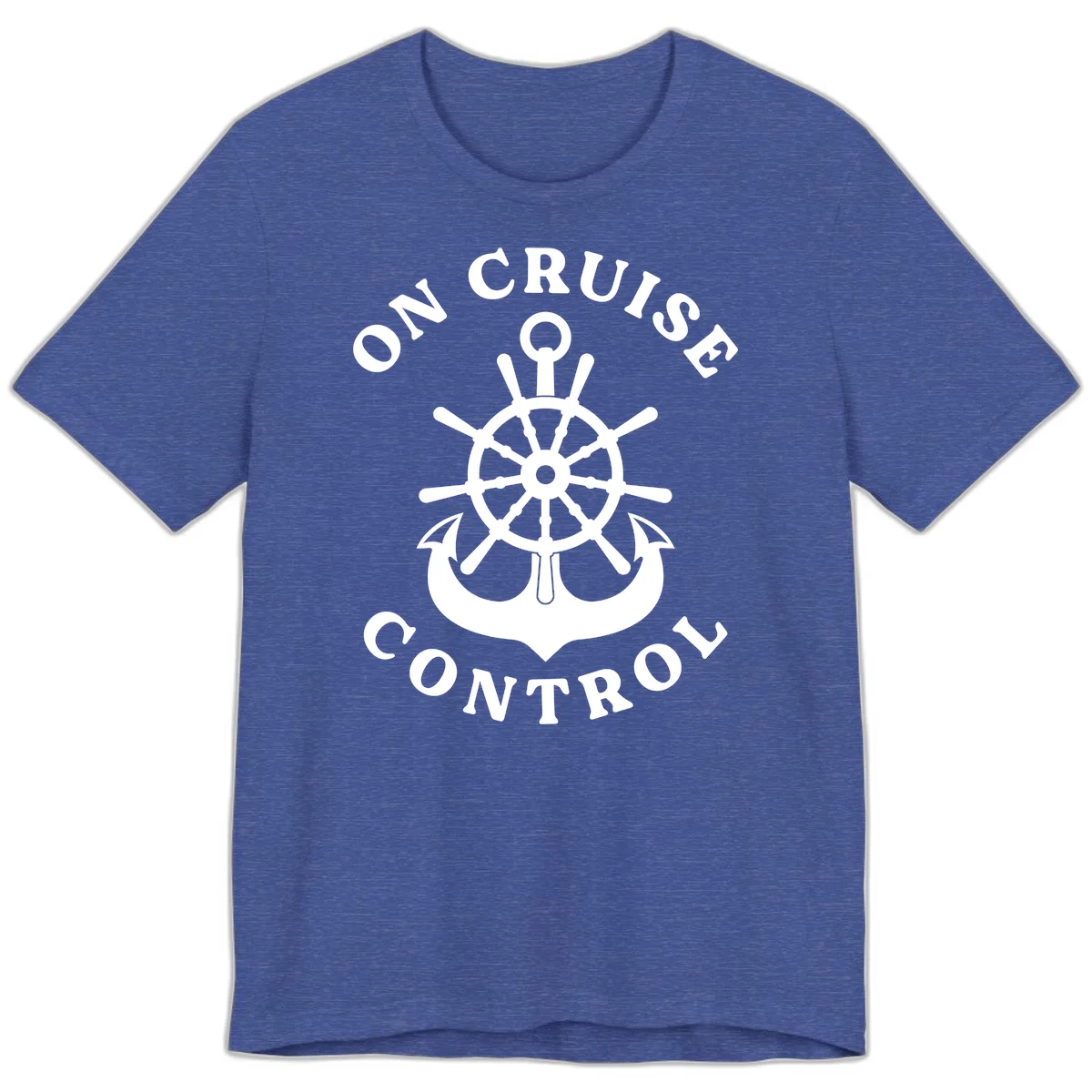 On Cruise Control Nautical Wheel Premium T-Shirt in Heather True Royal