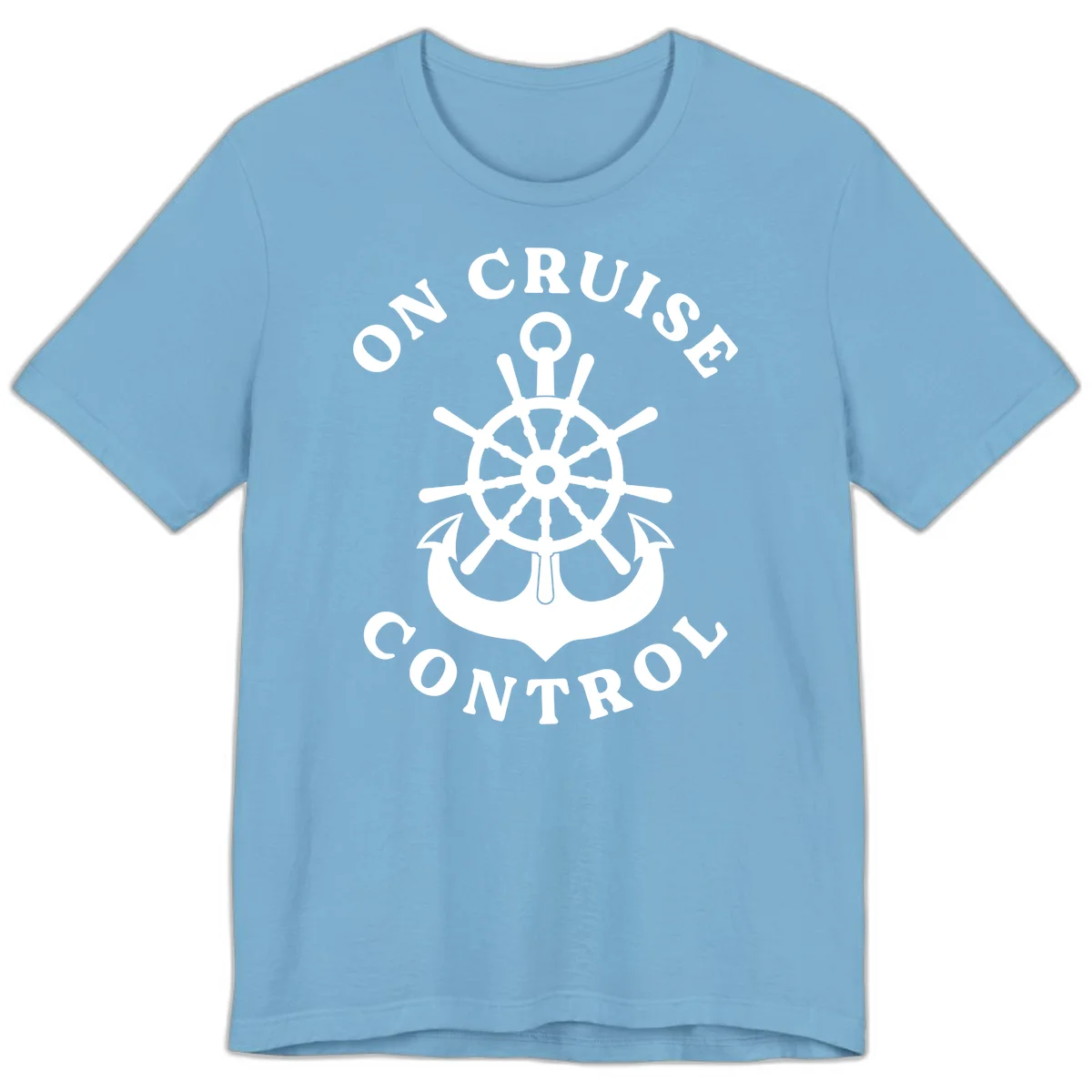 On Cruise Control Nautical Wheel Premium T-Shirt in Ocean Blue