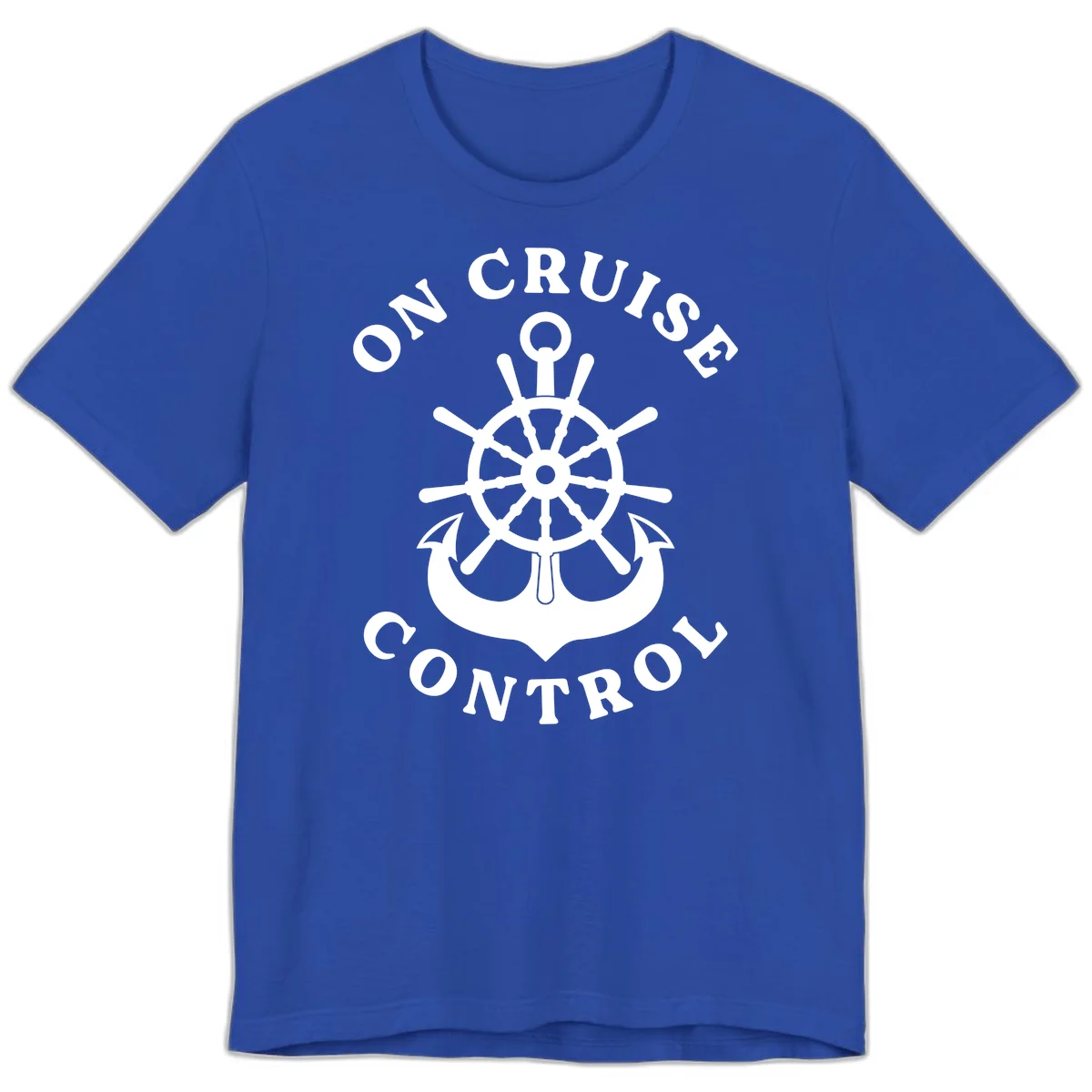 On Cruise Control Nautical Wheel Premium T-Shirt in True Royal