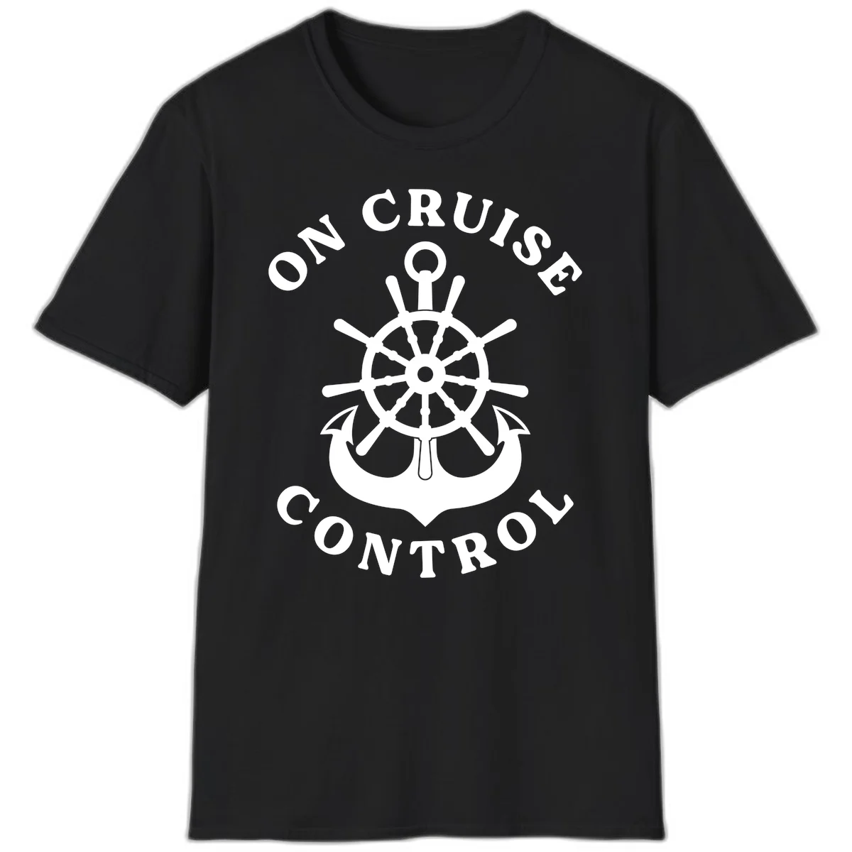 On Cruise Control Nautical Wheel T-Shirt in Black