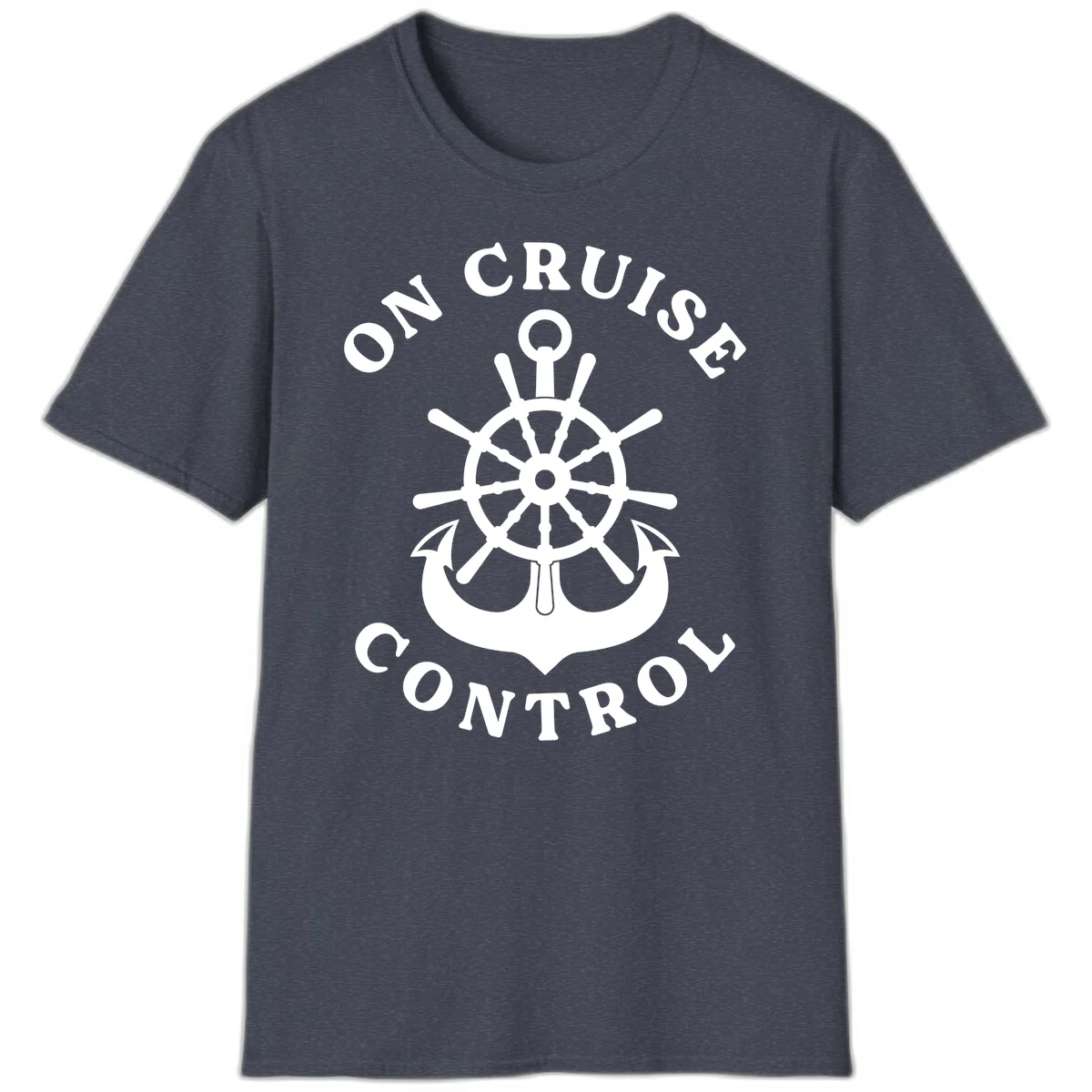 On Cruise Control Nautical Wheel T-Shirt in Heather Navy