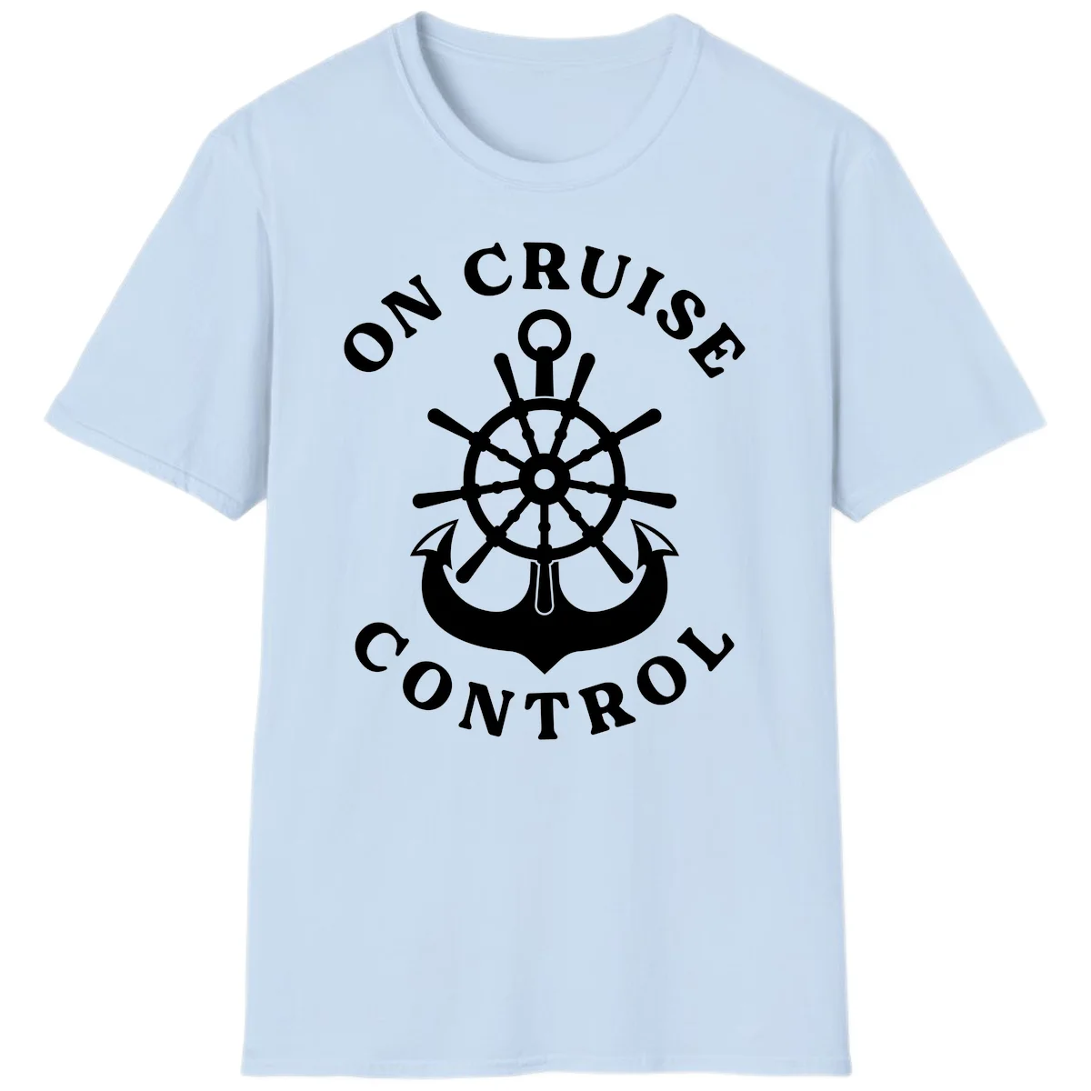 On Cruise Control Nautical Wheel T-Shirt in Light Blue