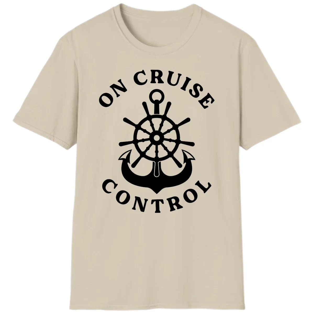 On Cruise Control Nautical Wheel T-Shirt in Sand