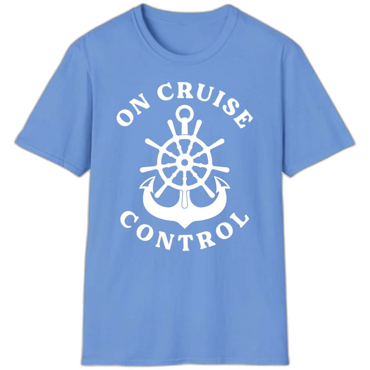 On Cruise Control Nautical Wheel T-Shirt in Carolina Blue