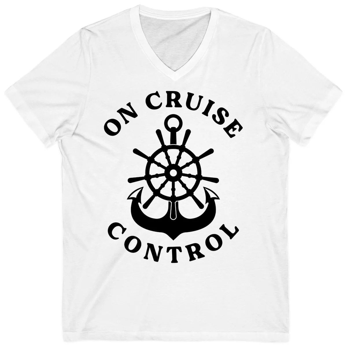 On Cruise Control Nautical Wheel V-Neck Tee in White