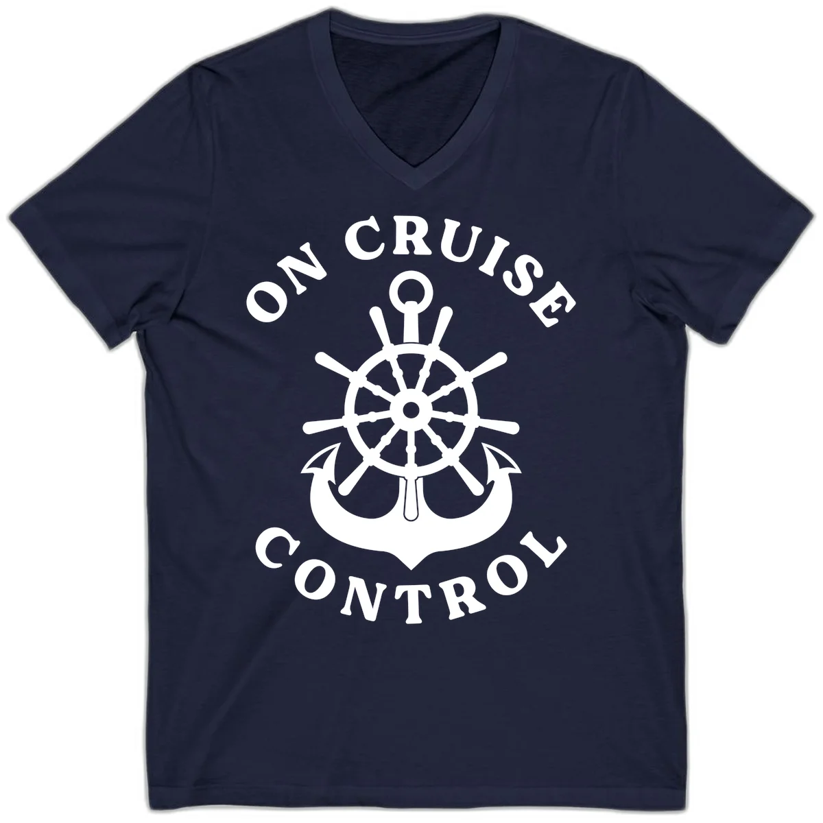 On Cruise Control Nautical Wheel V-Neck Tee in Navy