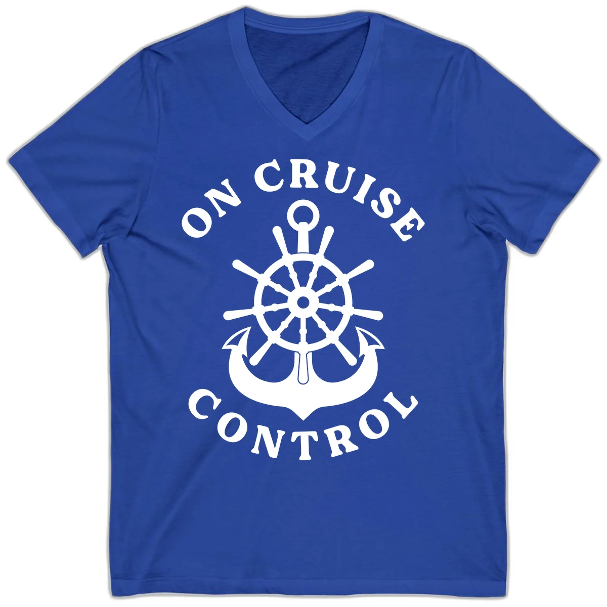 On Cruise Control Nautical Wheel V-Neck Tee in True Royal