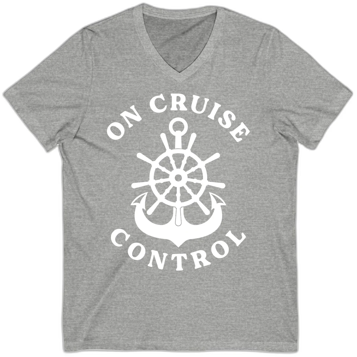 On Cruise Control Nautical Wheel V-Neck Tee in Athletic Heather