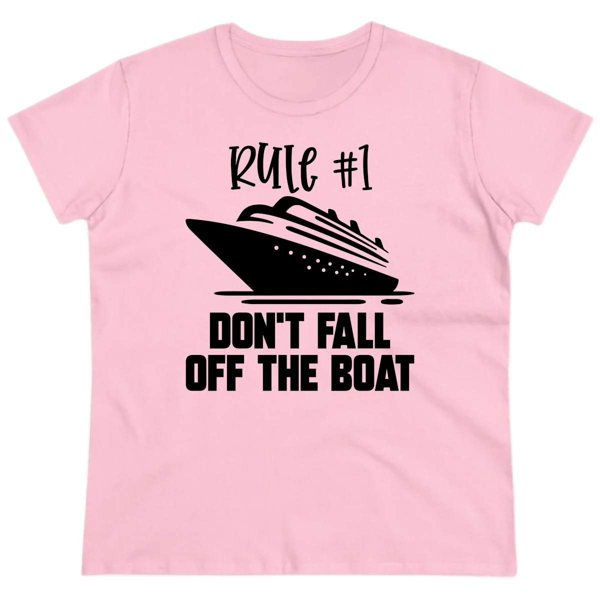 Rule #1 Don't Fall Off The Boat Ladies Tee in Light Pink