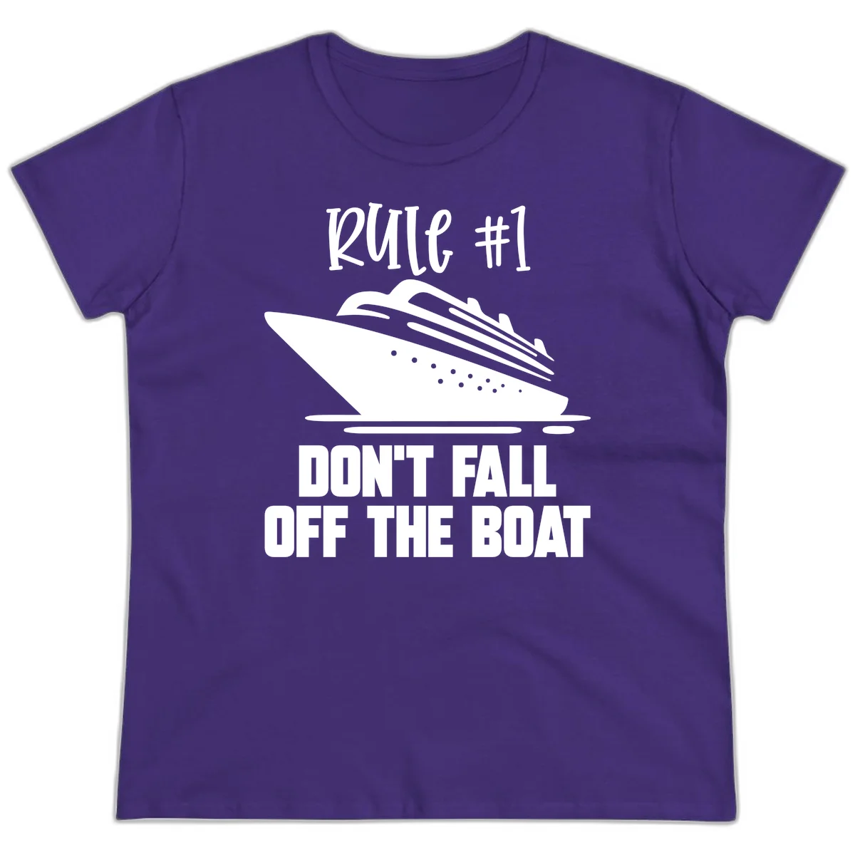 Rule #1 Don't Fall Off The Boat Ladies Tee in Purple