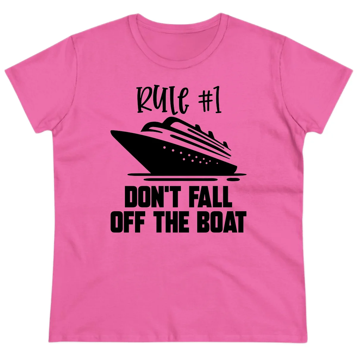 Rule #1 Don't Fall Off The Boat Ladies Tee in Azalea