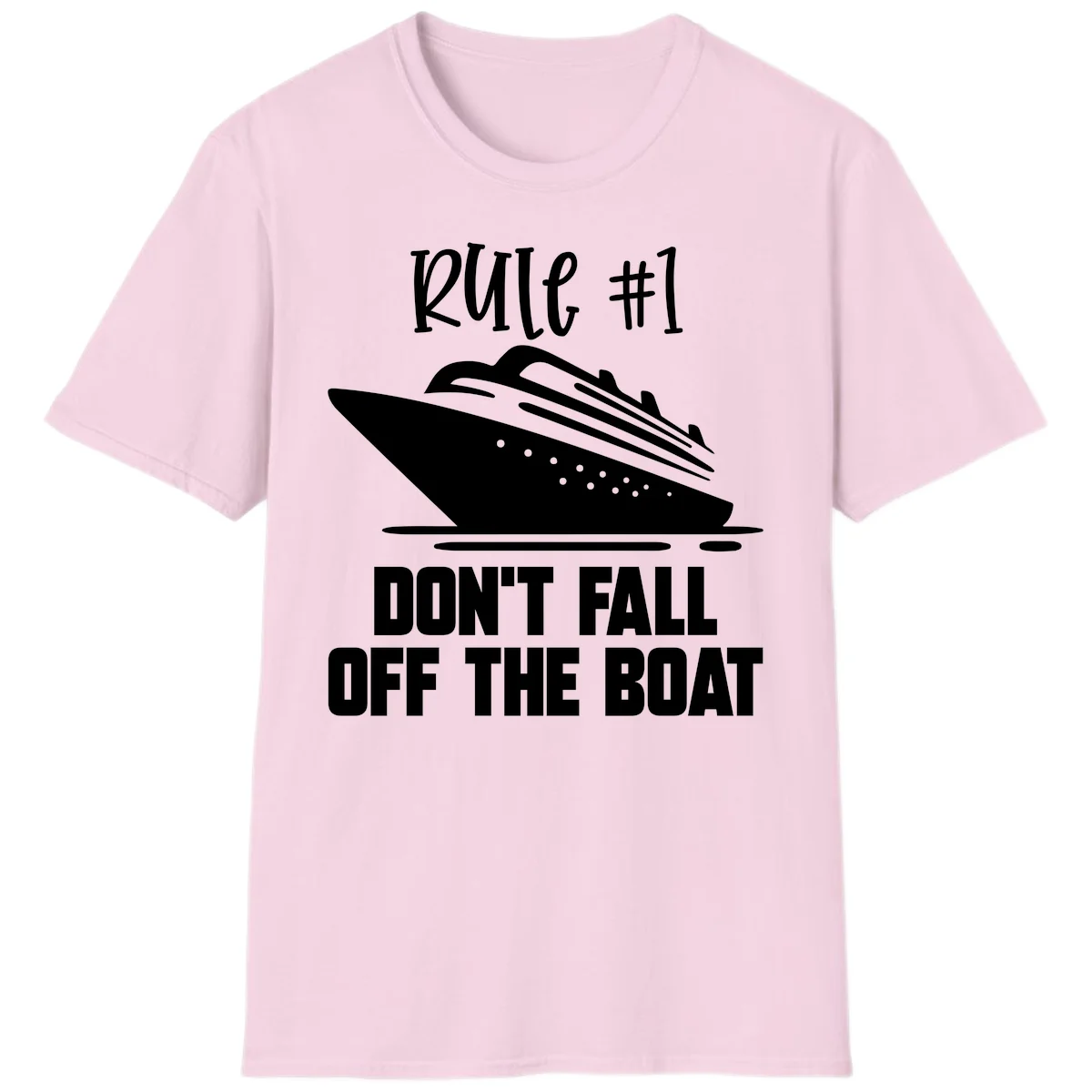 Rule #1 Don't Fall Off The Boat T-Shirt in Light Pink