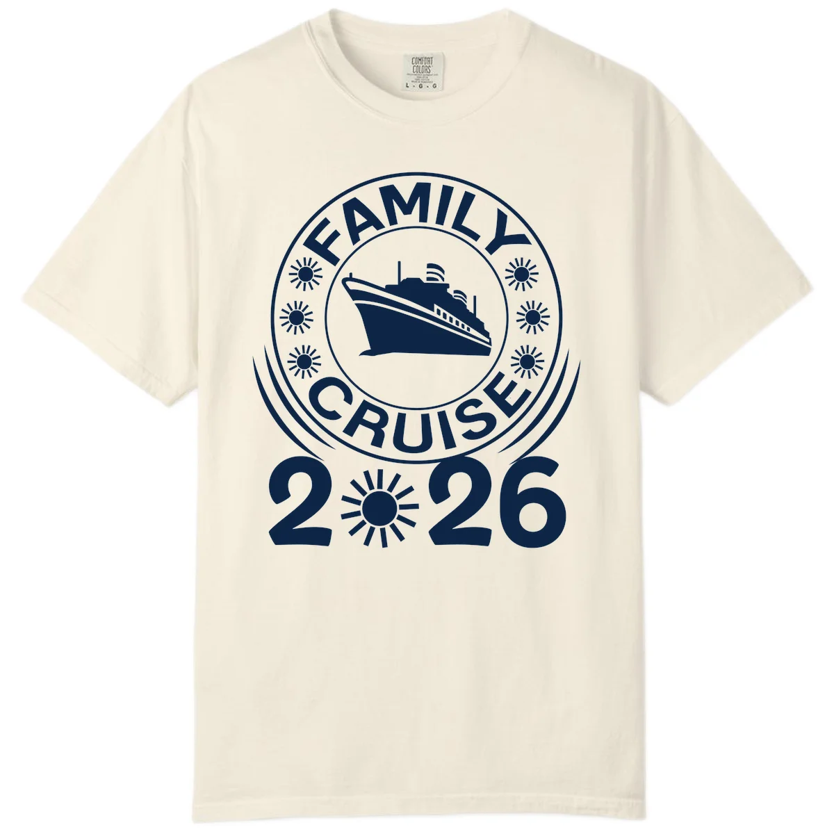 Family Cruise 2026 Badge Comfort Color T-Shirt in Ivory