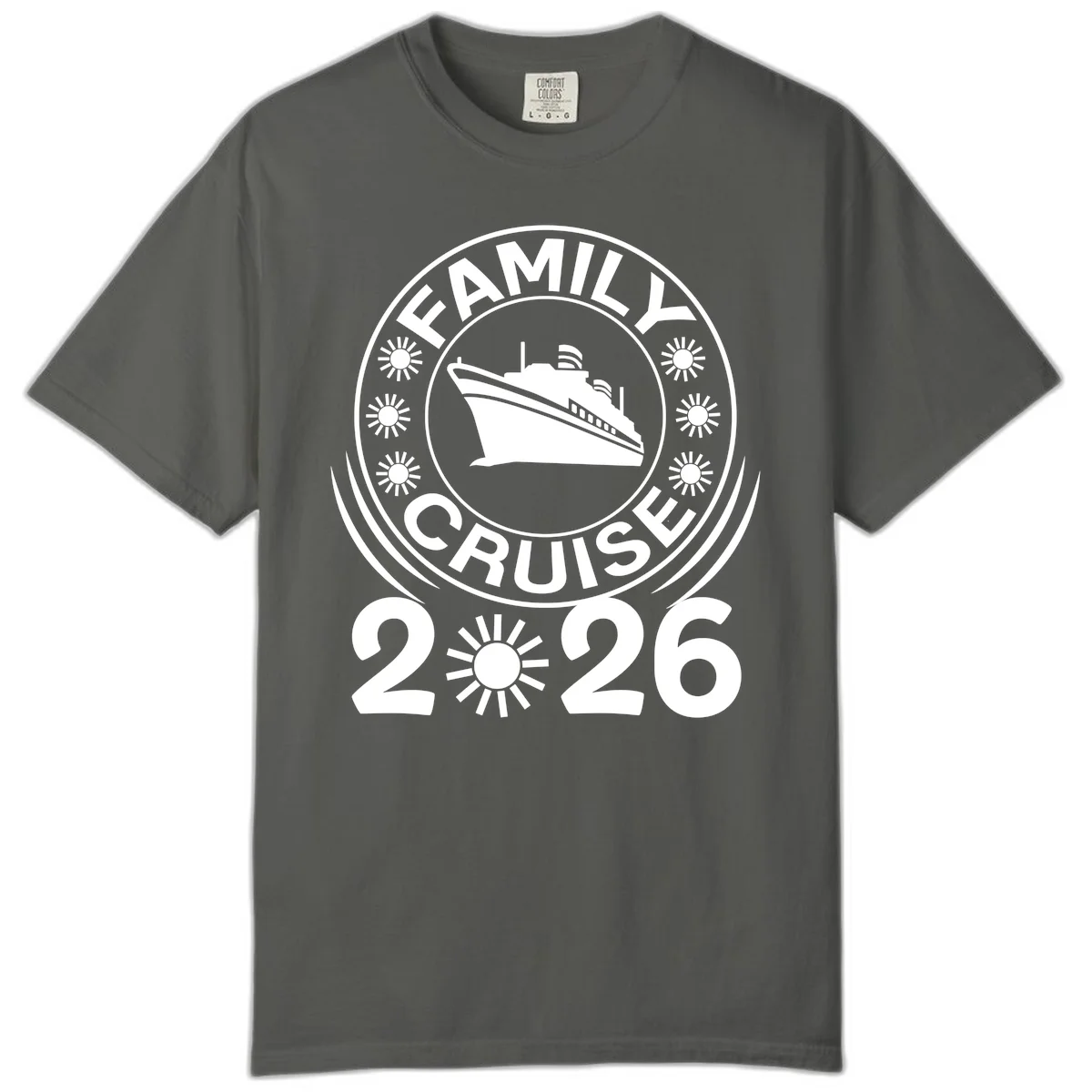 Family Cruise 2026 Badge Comfort Color T-Shirt in Pepper