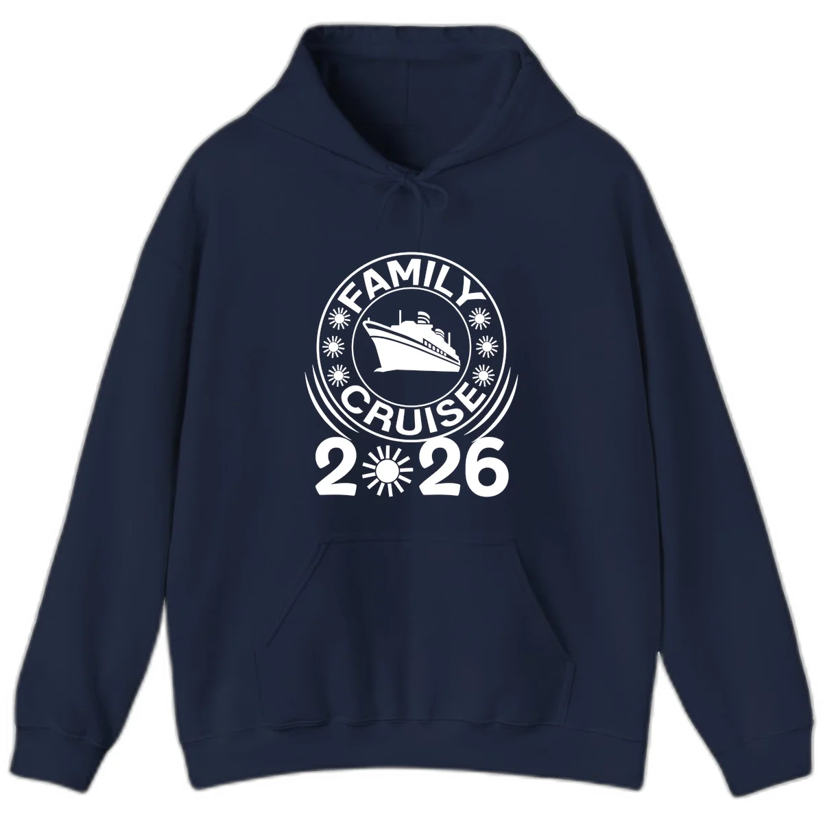 Family Cruise 2026 Badge Hoodie - Vacation Comfort in Navy