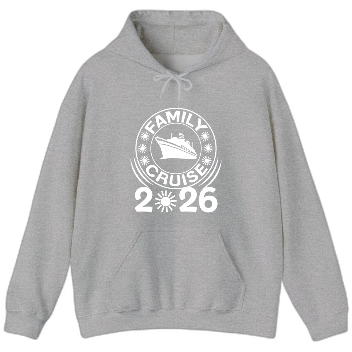 Family Cruise 2026 Badge Hoodie - Vacation Comfort in Sport Grey
