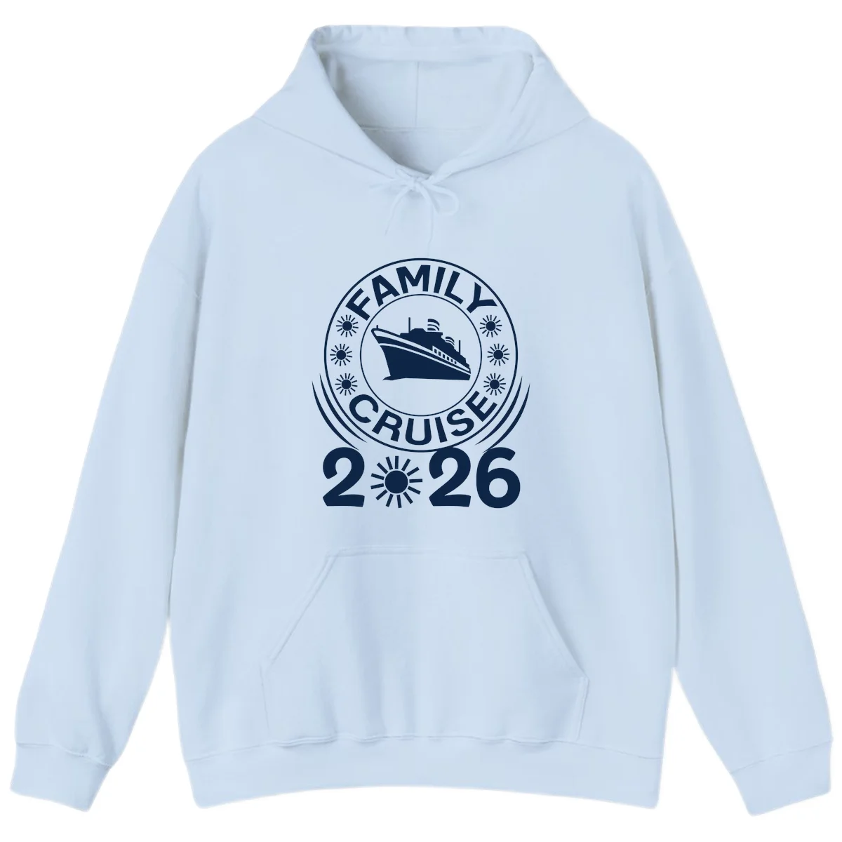 Family Cruise 2026 Badge Hoodie - Vacation Comfort in Light Blue