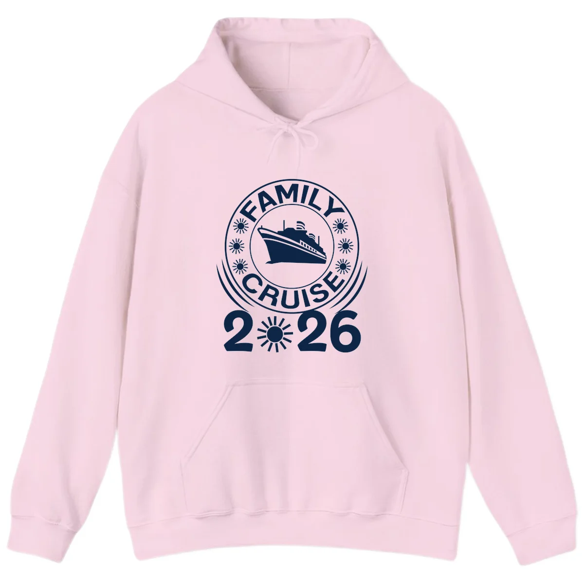 Family Cruise 2026 Badge Hoodie - Vacation Comfort in Light Pink