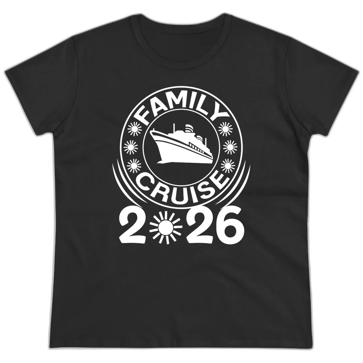 Family Cruise 2026 Badge Ladies Tee - Vacation Commemoration in Black