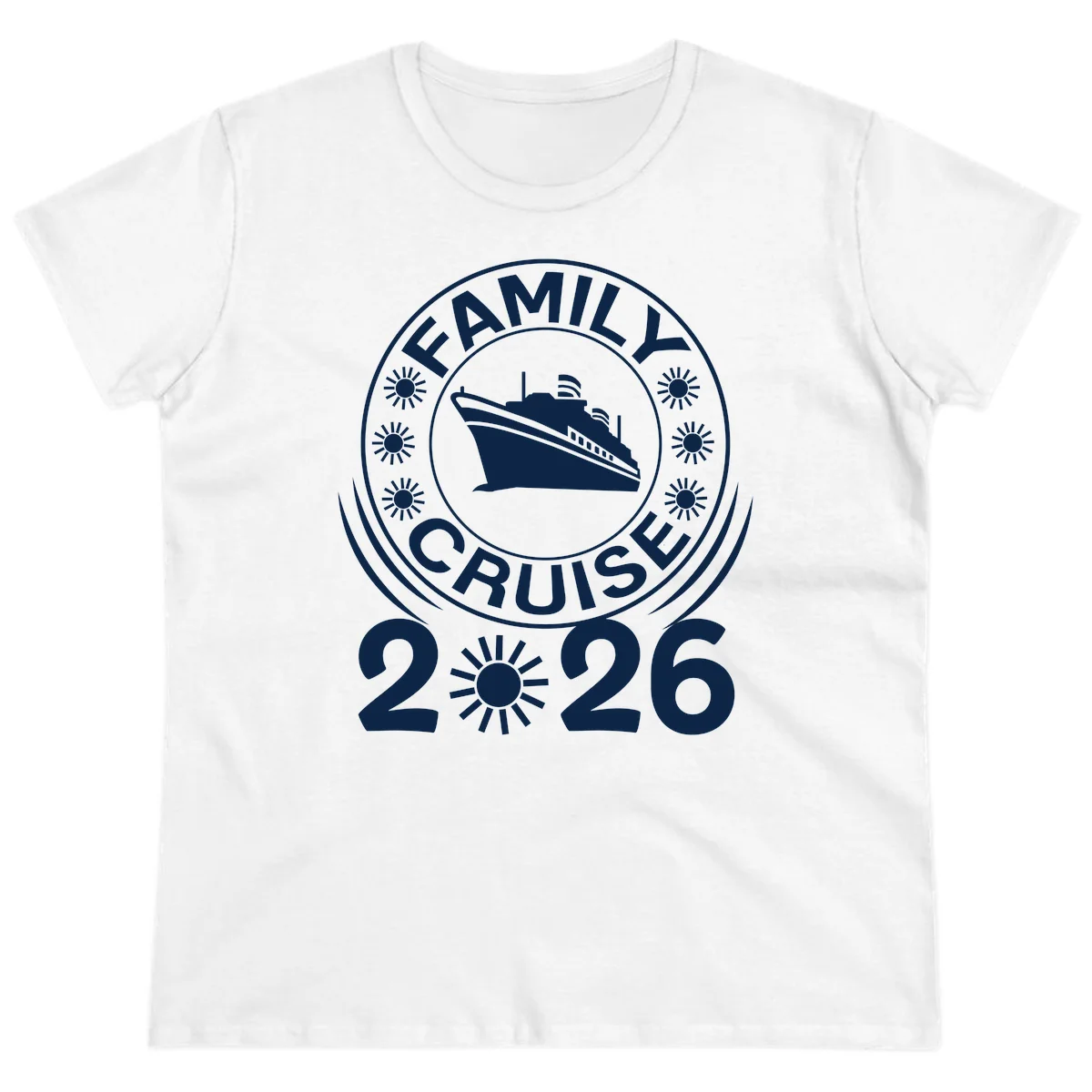 Family Cruise 2026 Badge Ladies Tee - Vacation Commemoration in White