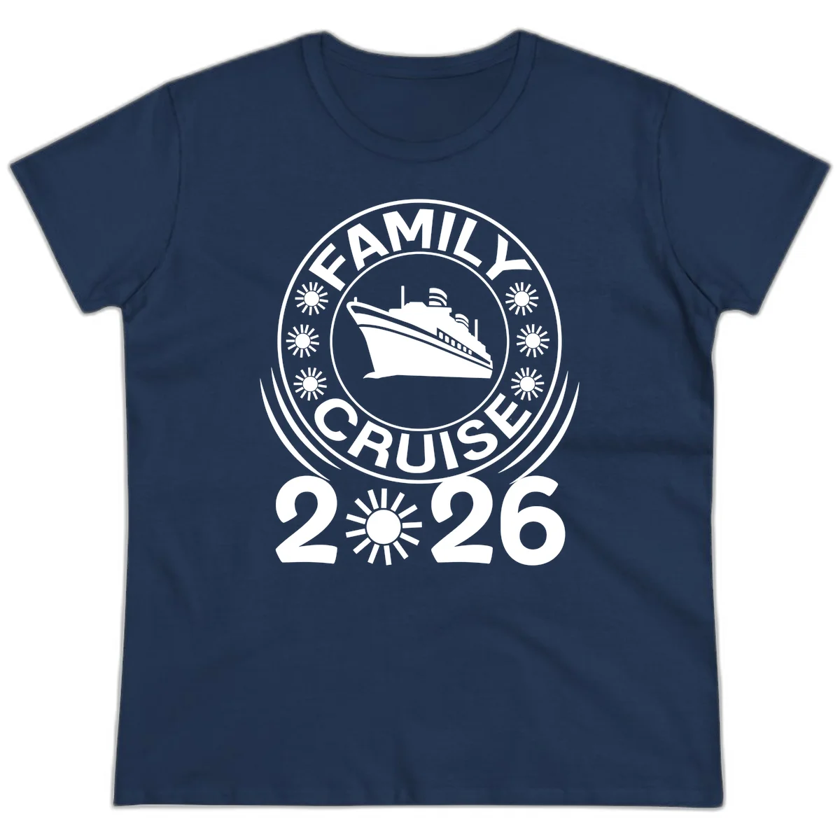 Family Cruise 2026 Badge Ladies Tee - Vacation Commemoration in Navy