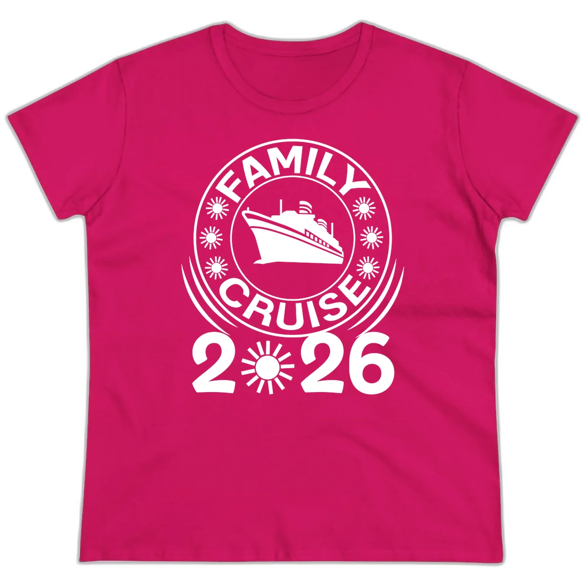 Family Cruise 2026 Badge Ladies Tee - Vacation Commemoration in Heliconia