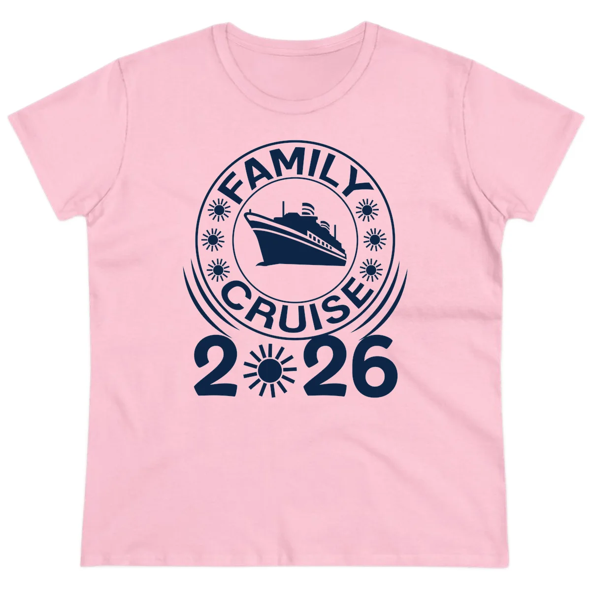 Family Cruise 2026 Badge Ladies Tee - Vacation Commemoration in Light Pink