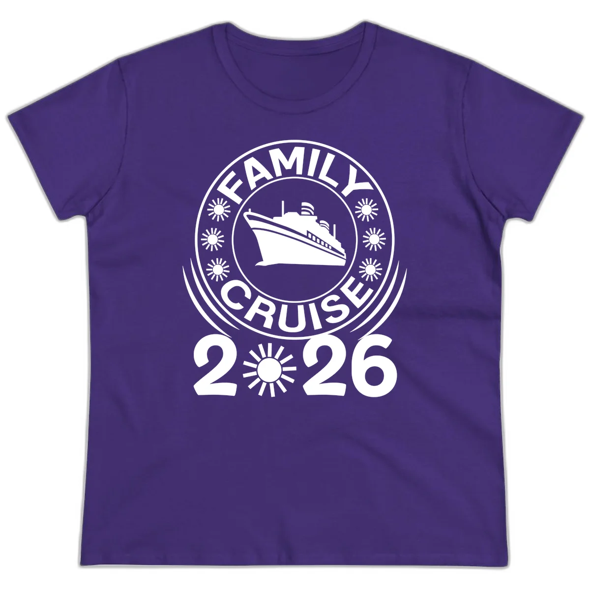 Family Cruise 2026 Badge Ladies Tee - Vacation Commemoration in Purple
