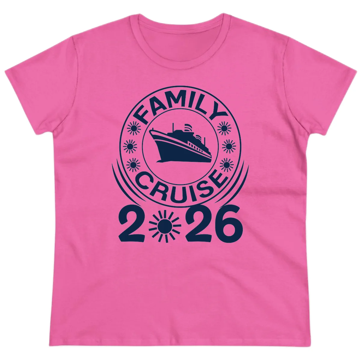Family Cruise 2026 Badge Ladies Tee - Vacation Commemoration in Azalea