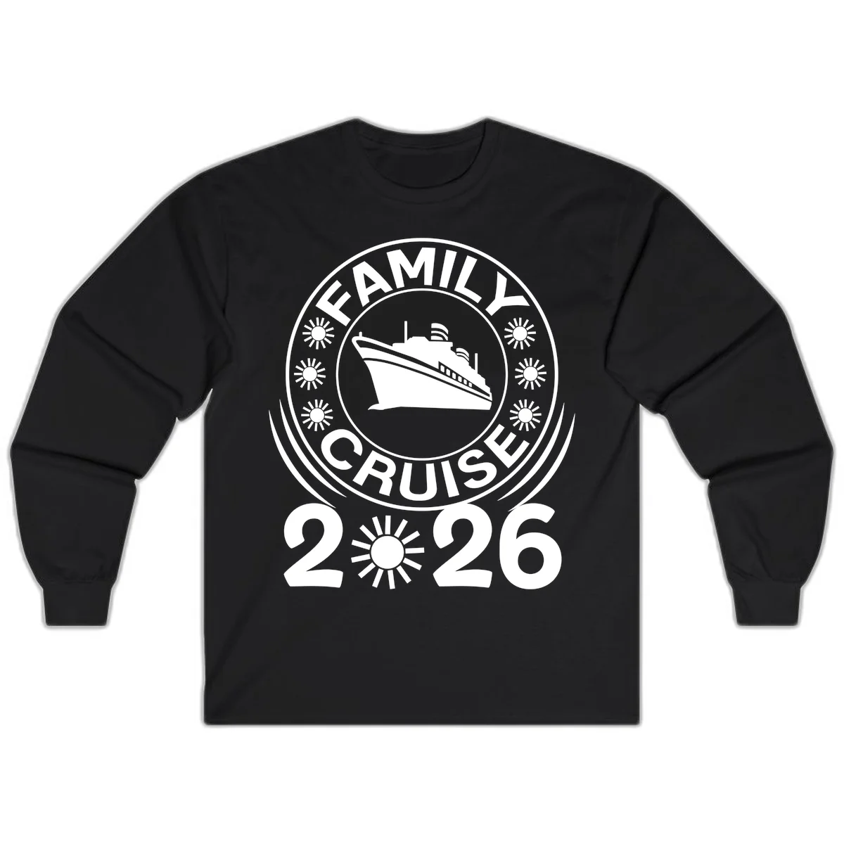 Family Cruise 2026 Badge Long Sleeve T-Shirt in Black