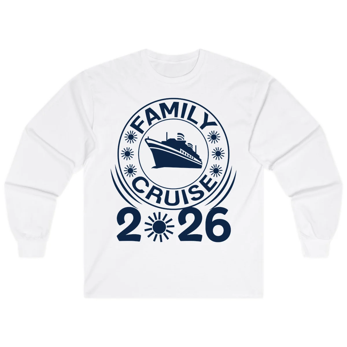 Family Cruise 2026 Badge Long Sleeve T-Shirt in White