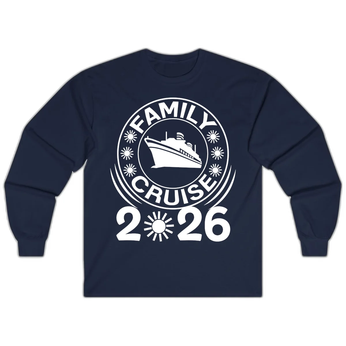 Family Cruise 2026 Badge Long Sleeve T-Shirt in Navy