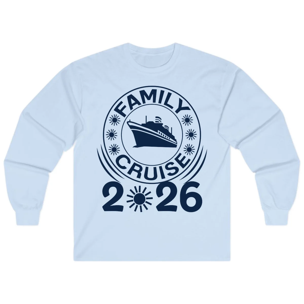 Family Cruise 2026 Badge Long Sleeve T-Shirt in Light Blue