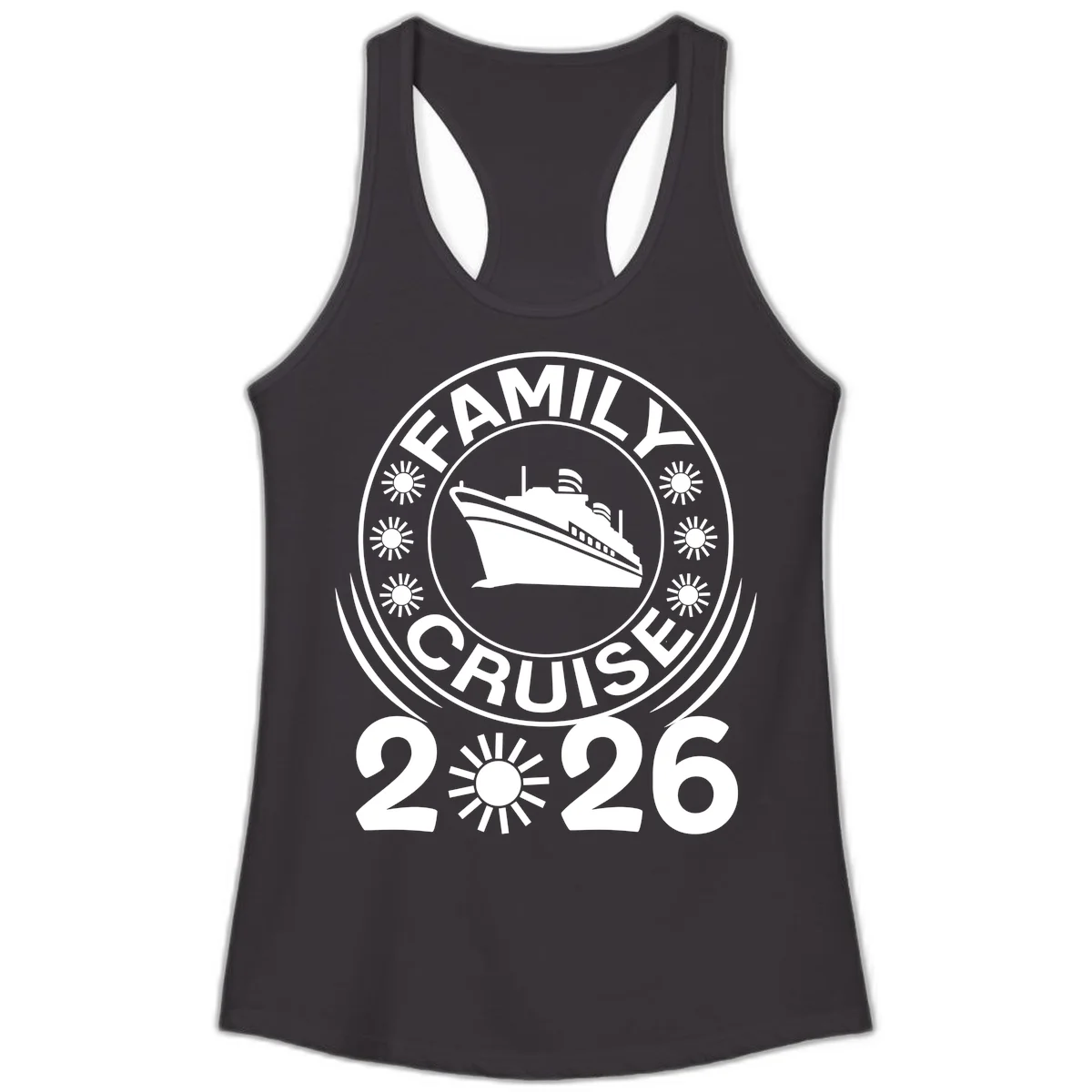 Family Cruise 2026 Badge Ladies Tank - Racerback Style in Black