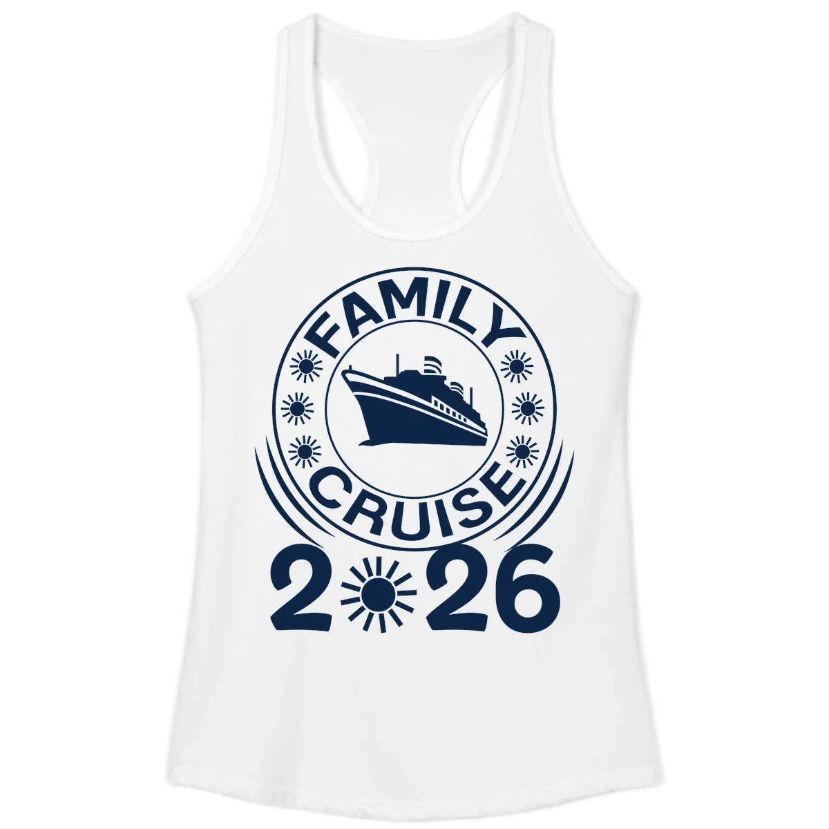 Family Cruise 2026 Badge Ladies Tank - Racerback Style in White