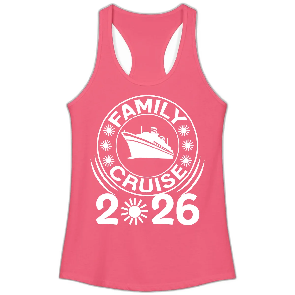 Family Cruise 2026 Badge Ladies Tank - Racerback Style in Hot Pink