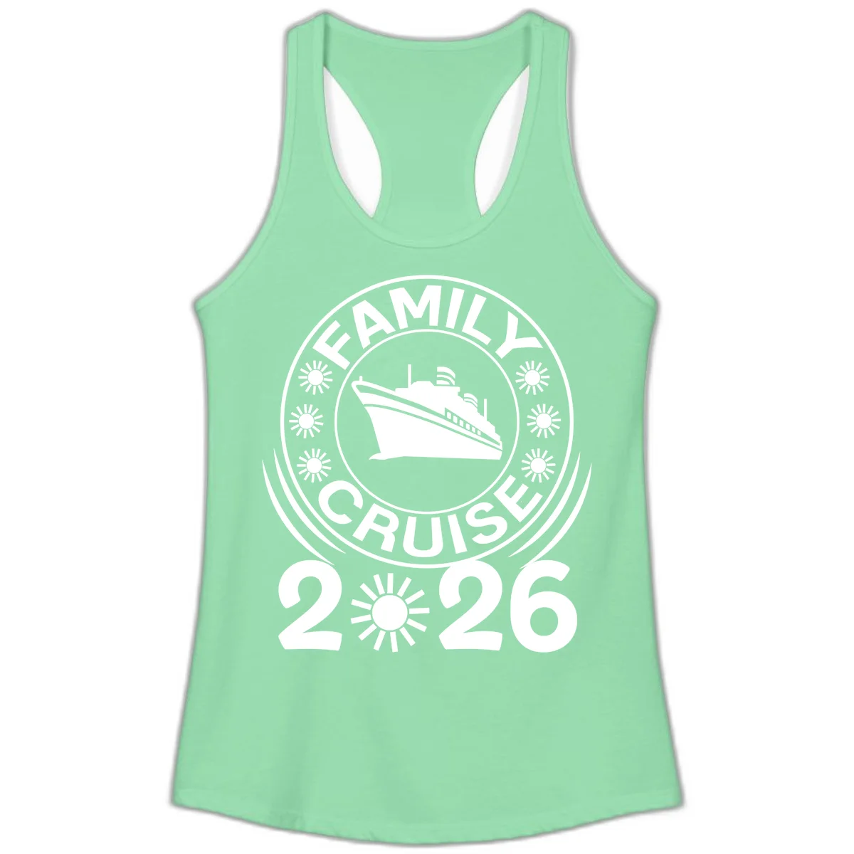 Family Cruise 2026 Badge Ladies Tank - Racerback Style in Solid Mint
