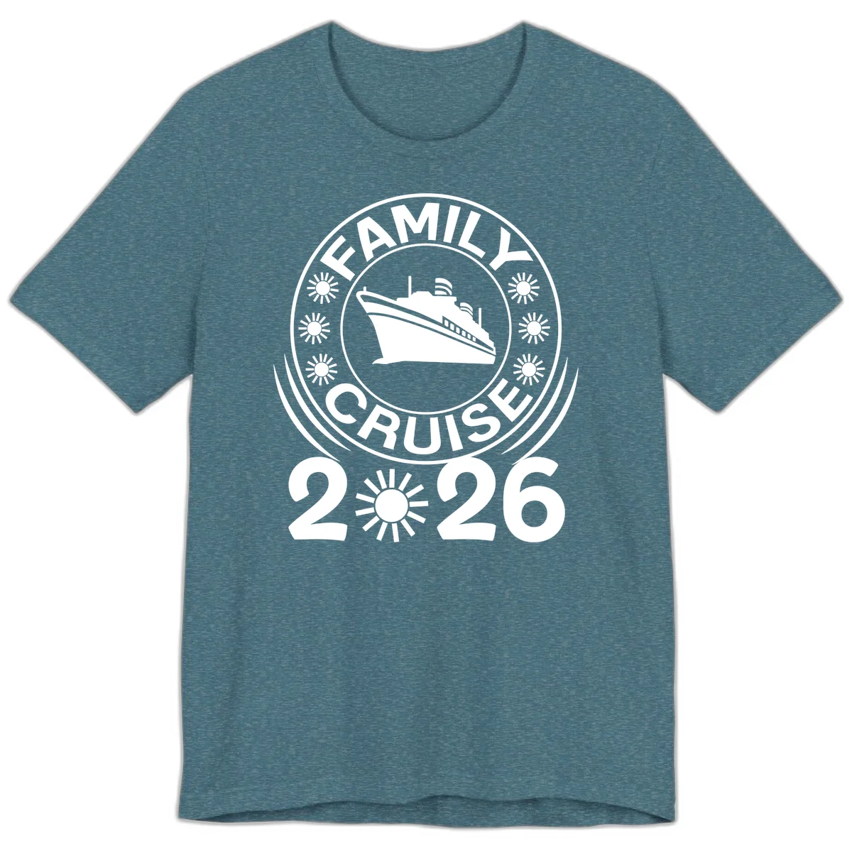 Family Cruise 2026 Badge Premium T-Shirt - Vacation Style in Heather Deep Teal