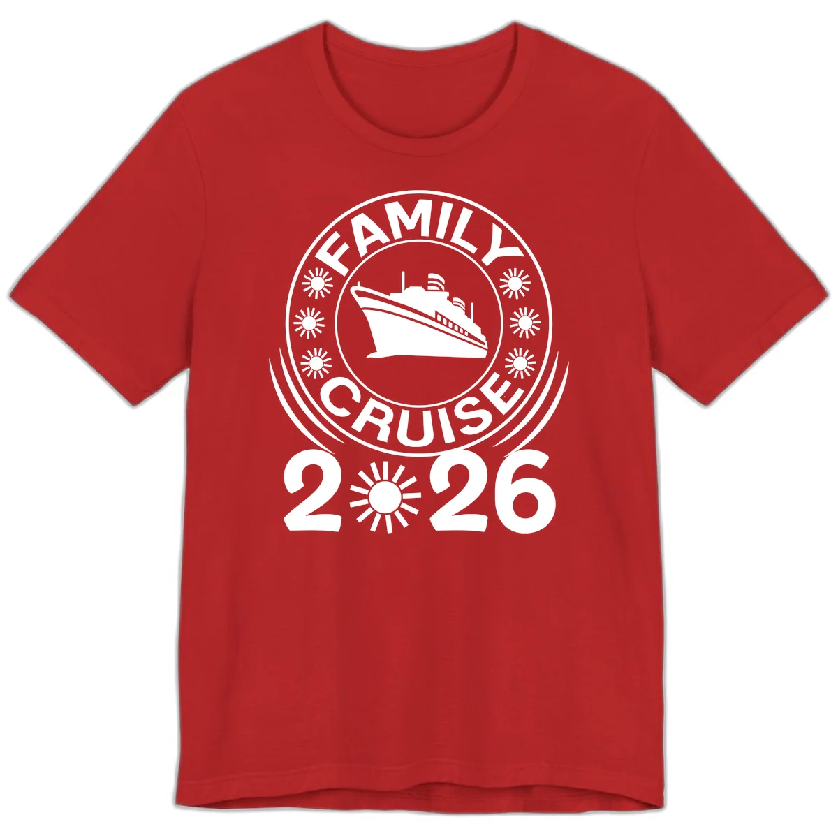 Family Cruise 2026 Badge Premium T-Shirt - Vacation Style in Red