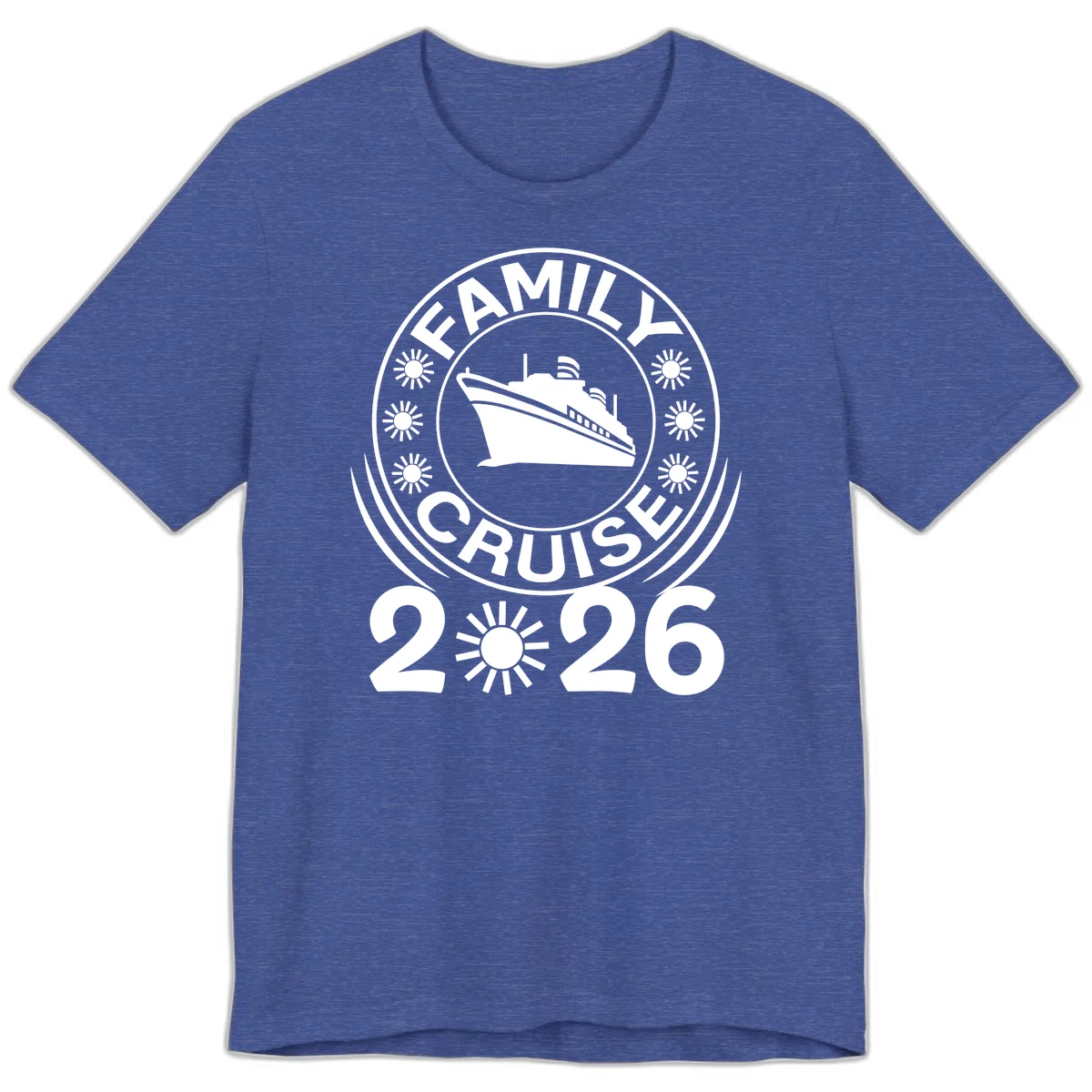 Family Cruise 2026 Badge Premium T-Shirt - Vacation Style in Heather True Royal