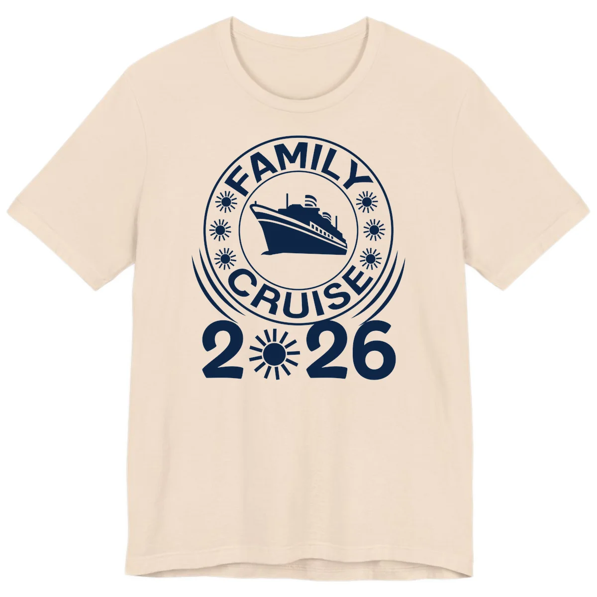 Family Cruise 2026 Badge Premium T-Shirt - Vacation Style in Soft Cream